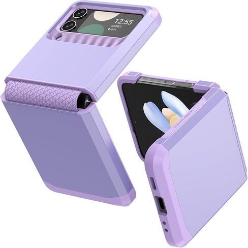 Asuwish Compatible with Samsung Galaxy Z Flip 4 5G 2022 Phone Case Cell Accessories Heavy Duty Slim Rubber Protective Hard PC Anti-Slip Hybrid Cover for ZFlip4 Z4 Flip4 4Z Women Men Black in Saudi Arabia