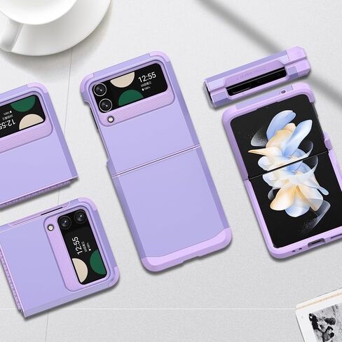 Asuwish Compatible with Samsung Galaxy Z Flip 4 5G 2022 Phone Case Cell Accessories Heavy Duty Slim Rubber Protective Hard PC Anti-Slip Hybrid Cover for ZFlip4 Z4 Flip4 4Z Women Men Black in Saudi Arabia