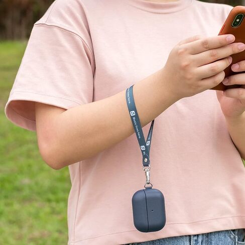 Airpods Portable Pro Case مع حزام سلسلة المفاتيح وحمل مقطع ، وغطاء Airpods Pro Cover الكامل للحبوب مع تصميم بطانة الألياف الدقيقة الواقية - بني in Saudi Arabia