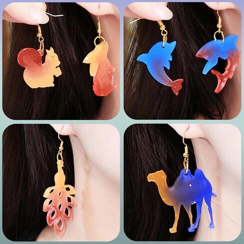 4PCS Animal Earring Silicone Molds Jewelry Resin Mold with Hole Bear Owl Wild Animal Sea Animal Earring Epoxy Mold Jewelry Molds for DIY Earring Pendant Keychain Jewelry Making (Earring Mold) in Saudi Arabia