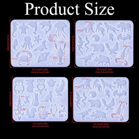 4PCS Animal Earring Silicone Molds Jewelry Resin Mold with Hole Bear Owl Wild Animal Sea Animal Earring Epoxy Mold Jewelry Molds for DIY Earring Pendant Keychain Jewelry Making (Earring Mold) in Saudi Arabia