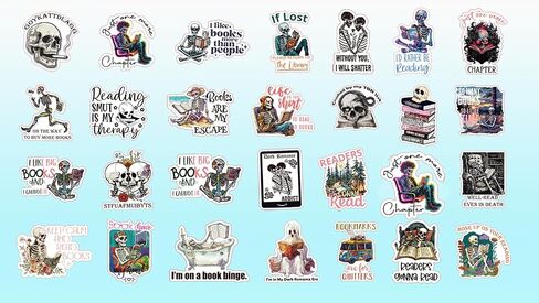 Book Cat Stickers for Kindle and Laptop Decals | Perfect Gifts and Accessories | Ideal for Book Lovers, Featuring Coffee,Cat,Books in Kuwait