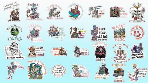 Book Cat Stickers for Kindle and Laptop Decals | Perfect Gifts and Accessories | Ideal for Book Lovers, Featuring Coffee,Cat,Books in Kuwait