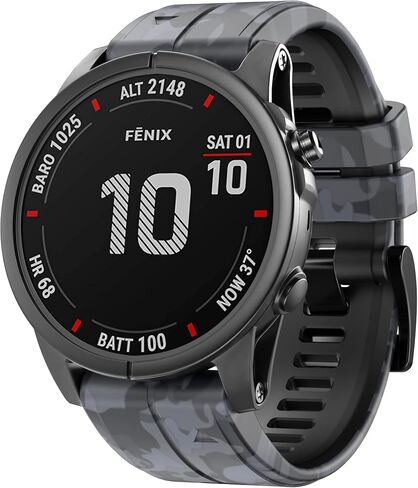 ANCOOL Compatible with Fenix 7X Bands,26mm Silicone Watchbands Replacement for Fenix 5X/Fenix 5X Plus/Fenix 6X/Fenix 6X Pro/Tactix Delta/Descent Mk2i Smartwatches(Camouflage Green) in Kuwait