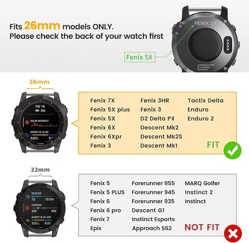 ANCOOL Compatible with Fenix 7X Bands,26mm Silicone Watchbands Replacement for Fenix 5X/Fenix 5X Plus/Fenix 6X/Fenix 6X Pro/Tactix Delta/Descent Mk2i Smartwatches(Camouflage Green) in Kuwait