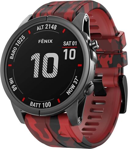 ANCOOL Compatible with Fenix 7X Bands,26mm Silicone Watchbands Replacement for Fenix 5X/Fenix 5X Plus/Fenix 6X/Fenix 6X Pro/Tactix Delta/Descent Mk2i Smartwatches(Camouflage Green) in Kuwait