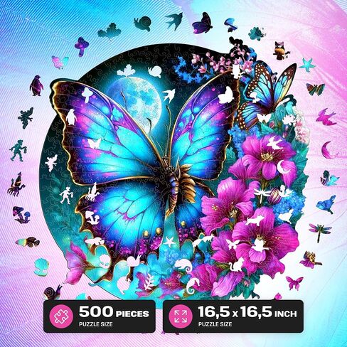 ESC WELT Wooden Butterfly Puzzle 500 Pieces - Captivating Mind Entertainment for Teens and Adults - Fun and Environmentally Friendly Toy - Wooden Puzzle in Saudi Arabia