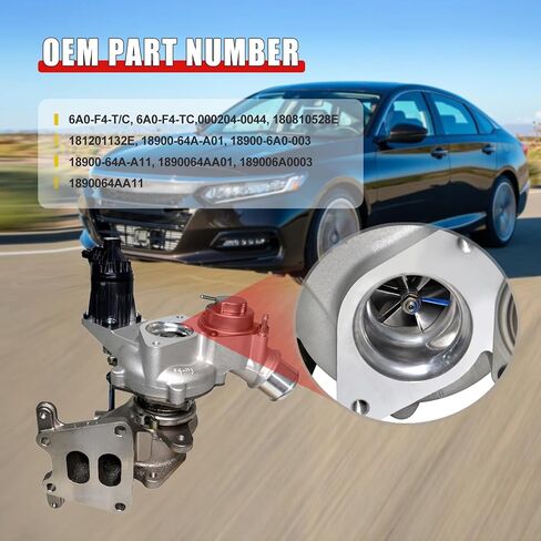 6A0-F4-T/C Turbocharger Assembly without Solenoid Valve Compatible with Hond-a Accord 2018-2022 1.5L Engine Replace# 181201132E 18900-6A0-003 in Kuwait