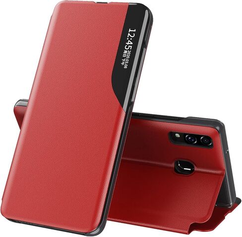 Case for Samsung Galaxy A71, Galaxy A71 Case Clear View Leather with Kickstand Magnetic Flip Phone Case Women Men Shockproof Protective Cover for Samsung Galaxy A71 4G / 5G,Windows Orange in Kuwait