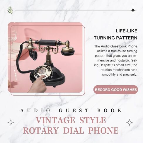 Audio Guest Book Wedding Phone to Record Customized Audio Message, Wedding Birthday Party Audio Message Voicemail, Black Vintage Style Guest Book in Saudi Arabia