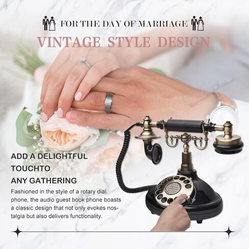 Audio Guest Book Wedding Phone to Record Customized Audio Message, Wedding Birthday Party Audio Message Voicemail, Black Vintage Style Guest Book in Saudi Arabia