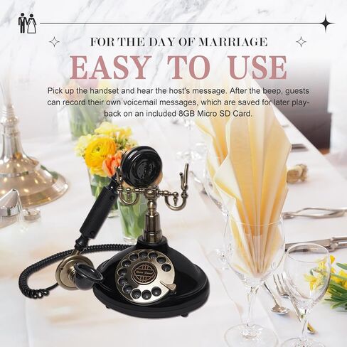 Audio Guest Book Wedding Phone to Record Customized Audio Message, Wedding Birthday Party Audio Message Voicemail, Black Vintage Style Guest Book in Saudi Arabia