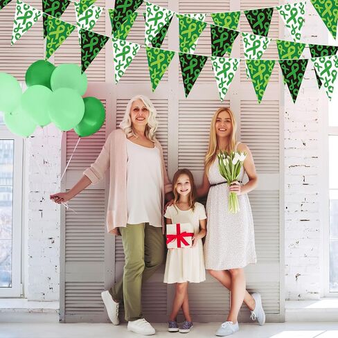Tatuo 5 Pcs 49 ft Mental Health Awareness Decoration Green Ribbon Pennant Banner Mental Health Triangle Flag Banner Pre-Assemble Paper Banner for Mental Health Month Decorations Supplies(Exquisite) in Saudi Arabia