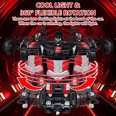 Remote Control Car Transform Robot Car, One Click Deformation, 2.4Ghz Anti-Jamming, 360 Degree Rotation Drift, Christmas Birthday Gift Toys for 3,4,5,6,7,8 Years Old Boys Girls (Frosted red) in Saudi Arabia