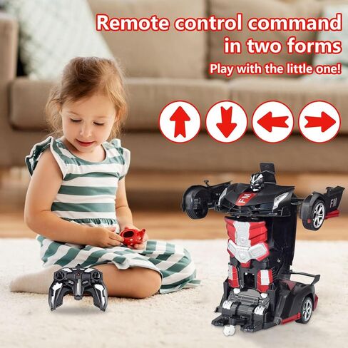 Remote Control Car Transform Robot Car, One Click Deformation, 2.4Ghz Anti-Jamming, 360 Degree Rotation Drift, Christmas Birthday Gift Toys for 3,4,5,6,7,8 Years Old Boys Girls (Frosted red) in Saudi Arabia