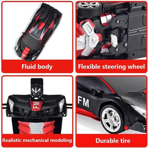 Remote Control Car Transform Robot Car, One Click Deformation, 2.4Ghz Anti-Jamming, 360 Degree Rotation Drift, Christmas Birthday Gift Toys for 3,4,5,6,7,8 Years Old Boys Girls (Frosted red) in Saudi Arabia