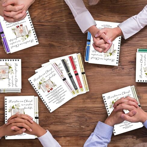 20 PCS هدايا شقيقة مسيحية الأخوات في دفتر المسيح وقلم مجموعة 10 مسيحيا دوامة محمول الكتاب المقدس الآية دفاتر اليومية 10 ألوان point in Kuwait