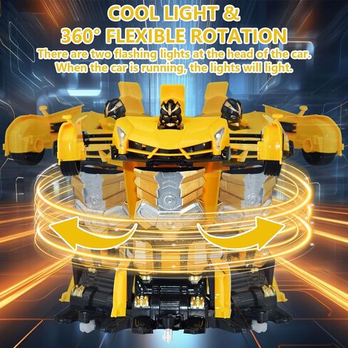 Remote Control Car Transform Robot Car, One Click Deformation, 2.4Ghz Anti-Jamming, 360 Degree Rotation Drift, Christmas Birthday Gift Toys for 3,4,5,6,7,8 Years Old Boys Girls (Frosted red) in Saudi Arabia