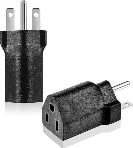 6-15P to 5-15R US Plug Adapter 3 Prong Electrical Converter Plug 15 Amp to 10 Amp Power Adapter, 120V to 240V, Black(1 Piece) in Kuwait