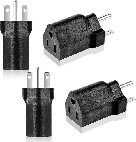 6-15P to 5-15R US Plug Adapter 3 Prong Electrical Converter Plug 15 Amp to 10 Amp Power Adapter, 120V to 240V, Black(1 Piece) in Kuwait