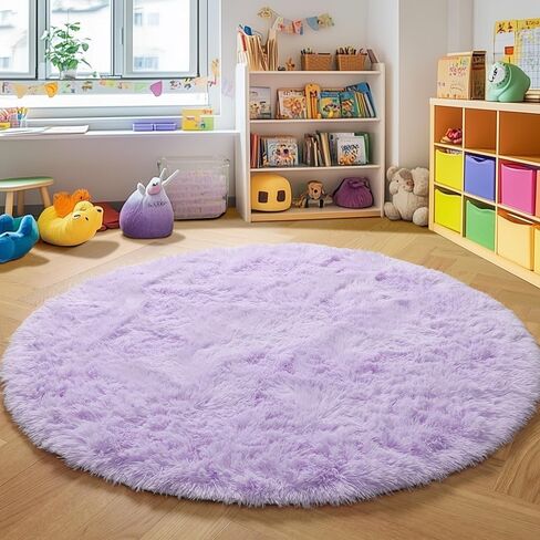 PAGISOFE Pink Round Rug 4Ft for Girls Room Kids Bedroom, Fluffy Shaggy Soft Fuzzy Circle Area Rugs for Girls Bedroom Kids Home Decor Aesthetic, Plush Furry Throw Cute Baby Girl Nursery Room Rug in Saudi Arabia