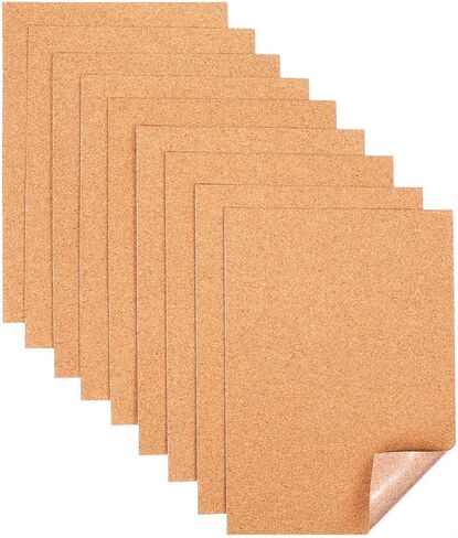 9 PCS Cork Sheets Cork Packing for Coasters Closts with inting -acting play shot plash plads with sticky for Office School Home Diarys (11.81 × 8.26 × 0.04inches) in Kuwait