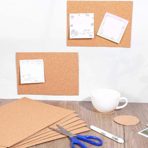 9 PCS Cork Sheets Cork Packing for Coasters Closts with inting -acting play shot plash plads with sticky for Office School Home Diarys (11.81 × 8.26 × 0.04inches) in Kuwait