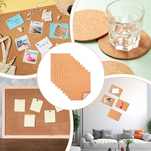 9 PCS Cork Sheets Cork Packing for Coasters Closts with inting -acting play shot plash plads with sticky for Office School Home Diarys (11.81 × 8.26 × 0.04inches) in Kuwait