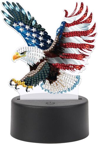 Jishshay Diamond Painting Light Light Art Table Lamps Gem Gem LED LED LED GEM Desk Desk Lamp Mosaic Kits for البالغين مجموعات DIY للبالغين مع علم أمريكي خاص على شكل خاص in Kuwait