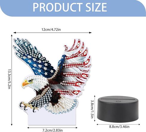 Jishshay Diamond Painting Light Light Art Table Lamps Gem Gem LED LED LED GEM Desk Desk Lamp Mosaic Kits for البالغين مجموعات DIY للبالغين مع علم أمريكي خاص على شكل خاص in Kuwait