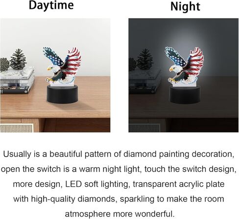Jishshay Diamond Painting Light Light Art Table Lamps Gem Gem LED LED LED GEM Desk Desk Lamp Mosaic Kits for البالغين مجموعات DIY للبالغين مع علم أمريكي خاص على شكل خاص in Kuwait