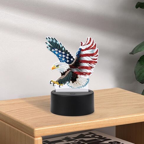 Jishshay Diamond Painting Light Light Art Table Lamps Gem Gem LED LED LED GEM Desk Desk Lamp Mosaic Kits for البالغين مجموعات DIY للبالغين مع علم أمريكي خاص على شكل خاص in Kuwait