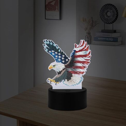 Jishshay Diamond Painting Light Light Art Table Lamps Gem Gem LED LED LED GEM Desk Desk Lamp Mosaic Kits for البالغين مجموعات DIY للبالغين مع علم أمريكي خاص على شكل خاص in Kuwait