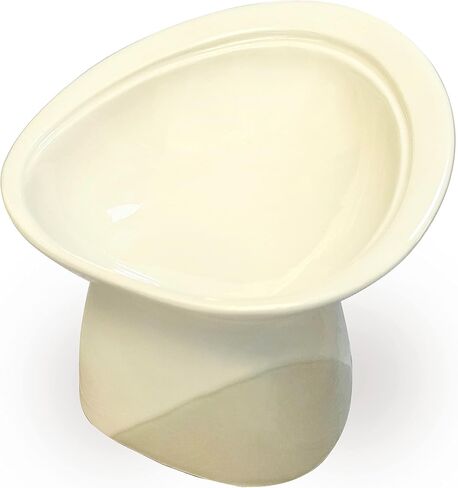 Cat Food Bowl, Raised/Elevated & Anti Whisker & Neck Fatigue Cat Feeder, Cat Plate, Flat-Faced, Persian, Older, Short-Legged Cats, Small Cats, Seto Ware Made in Japan, Traditional Ceramics in Saudi Arabia