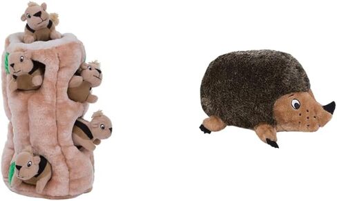 Outward Hound Hide A Squirrel Plush Dog Toy Puzzle (Large) and Outward Hound Nina Ottosson Dog Brick Interactive Treat Puzzle Dog Toy in Saudi Arabia