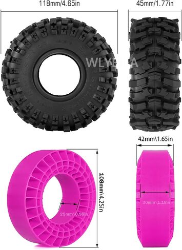 4pcs 1.9 "إطارات ، 118 ملم OD RC زحف جميع إطارات الطين التضاريس مجموعة ث/إطار المطاط السيليكون ملائمة ل 1:10 RC الصخور الزاحف SCX10 90046 AXI03007 D90 TF2 Tamiya Trx-4 in Kuwait