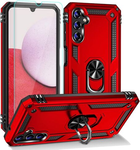 Androgate Compatible with Samsung A14 5G Case, Galaxy A14 5G Case, with HD Screen Protector, Military-Grade Metal Ring Holder Kickstand 15ft Drop Tested Cover Case for Samsung Galaxy A14 5G Purple in Saudi Arabia