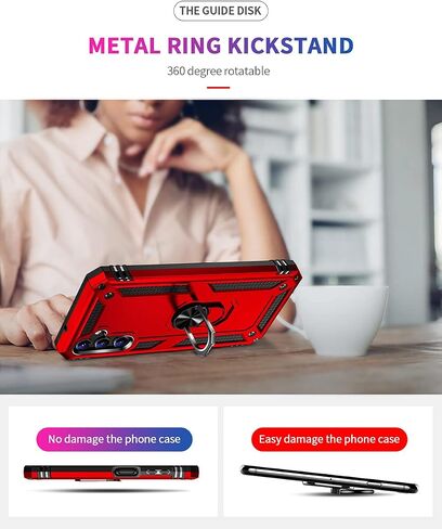 Androgate Compatible with Samsung A14 5G Case, Galaxy A14 5G Case, with HD Screen Protector, Military-Grade Metal Ring Holder Kickstand 15ft Drop Tested Cover Case for Samsung Galaxy A14 5G Purple in Saudi Arabia
