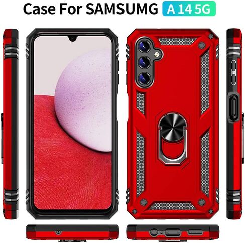 Androgate Compatible with Samsung A14 5G Case, Galaxy A14 5G Case, with HD Screen Protector, Military-Grade Metal Ring Holder Kickstand 15ft Drop Tested Cover Case for Samsung Galaxy A14 5G Purple in Saudi Arabia