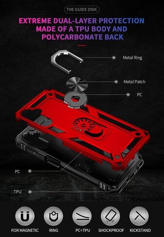 Androgate Compatible with Samsung A14 5G Case, Galaxy A14 5G Case, with HD Screen Protector, Military-Grade Metal Ring Holder Kickstand 15ft Drop Tested Cover Case for Samsung Galaxy A14 5G Purple in Saudi Arabia