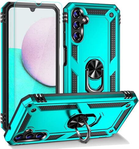 Androgate Compatible with Samsung A14 5G Case, Galaxy A14 5G Case, with HD Screen Protector, Military-Grade Metal Ring Holder Kickstand 15ft Drop Tested Cover Case for Samsung Galaxy A14 5G Purple in Saudi Arabia