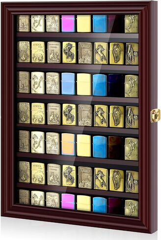 Lighter Display Case Wall Mount Display Case for Lighter Detachable Wooden Cabinet W/98% UV Acrylic Door Lockable Spoon Storage Box for Collection(11.5 x 13.78 x 2.17 Inch,Black) in Kuwait
