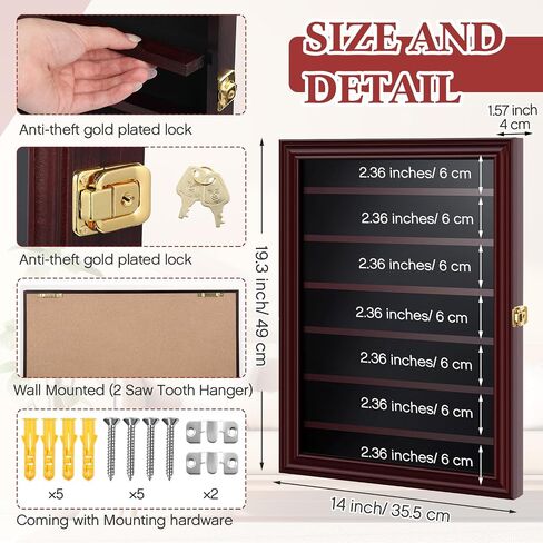 Lighter Display Case Wall Mount Display Case for Lighter Detachable Wooden Cabinet W/98% UV Acrylic Door Lockable Spoon Storage Box for Collection(11.5 x 13.78 x 2.17 Inch,Black) in Kuwait