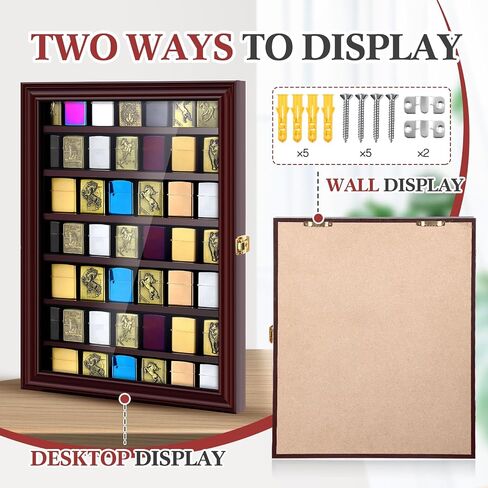 Lighter Display Case Wall Mount Display Case for Lighter Detachable Wooden Cabinet W/98% UV Acrylic Door Lockable Spoon Storage Box for Collection(11.5 x 13.78 x 2.17 Inch,Black) in Kuwait