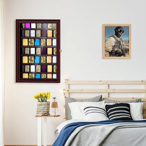 Lighter Display Case Wall Mount Display Case for Lighter Detachable Wooden Cabinet W/98% UV Acrylic Door Lockable Spoon Storage Box for Collection(11.5 x 13.78 x 2.17 Inch,Black) in Kuwait