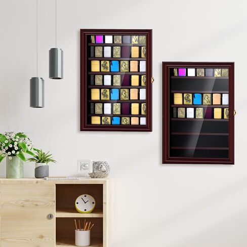 Lighter Display Case Wall Mount Display Case for Lighter Detachable Wooden Cabinet W/98% UV Acrylic Door Lockable Spoon Storage Box for Collection(11.5 x 13.78 x 2.17 Inch,Black) in Kuwait