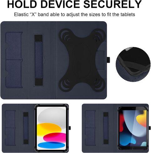 Universal 9-10.1 Inch Tablet Case, Universal case for 10.1 Inch Android Tablet,Protective Folio Stand Android Case for 9 10 10.1 10.2 10.5 Inch Tablet with Hand Strap and Cards Slots,Black in Kuwait