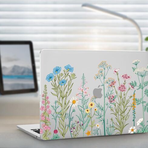 iCasso for MacBook Air 13 inch Case 2024-2022 M3 M2 Model A3113 A2681，[Ultra Thin Armor][100% Ultra Clear], Air 13.6'' Flower Crystal Clear Hard Shell Protective Cover+Keyboard Skin, Brown in Kuwait