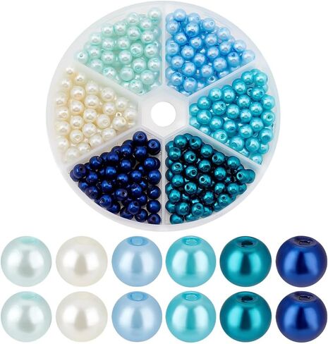 PH PandaHall 900pcs 4mm Glass Pearls - 6 Colors Imitation Pearl Beads for Bracelets, Necklaces, Jewelry Making, Wedding Party & Home Decor in Saudi Arabia