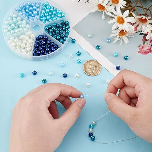 PH PandaHall 900pcs 4mm Glass Pearls - 6 Colors Imitation Pearl Beads for Bracelets, Necklaces, Jewelry Making, Wedding Party & Home Decor in Saudi Arabia